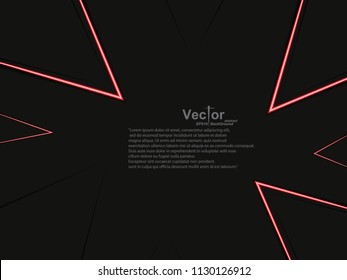 Neon lights triangle black red white abstract art board background