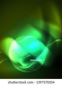Neon lights vector abstract background, modern design template