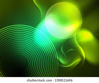 Neon lights vector abstract background, modern design template