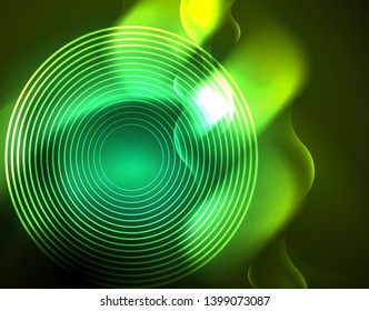 Neon lights vector abstract background, modern design template