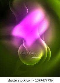 Neon lights vector abstract background, modern design template