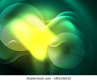 Neon lights vector abstract background, modern design template