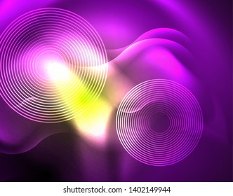 Neon lights vector abstract background, modern design template