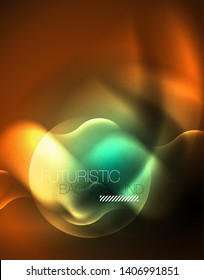 Neon lights vector abstract background, modern design template