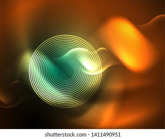 Neon lights vector abstract background, modern design template