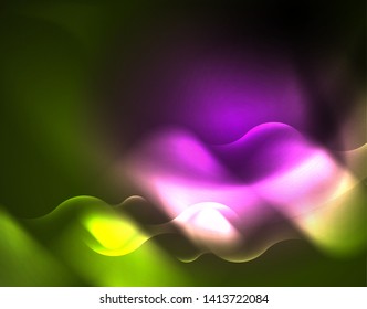 Neon lights vector abstract background, modern design template