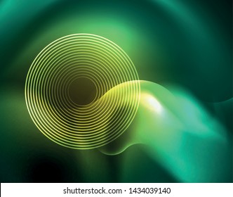 Neon lights vector abstract background, modern design template