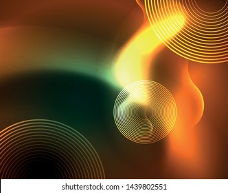 Neon lights vector abstract background, modern design template