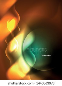 Neon lights vector abstract background, modern design template