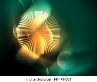 Neon lights vector abstract background, modern design template