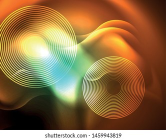 Neon lights vector abstract background, modern design template