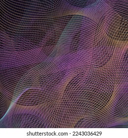 Neon Line Abstract Vector Transparent Background. Gradient Flow Geometric Backdrop. Shape Motion Brochure. Rainbow Wavy Music Texture.