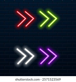 Neon line arrow sign. purple color..