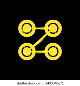 Neon line art sacral geometry curved contour symbol icon in modern style. Can be used for fluent design poster, tattoo concept, electronic music technology cover, flyer, logo, t-shirt print.