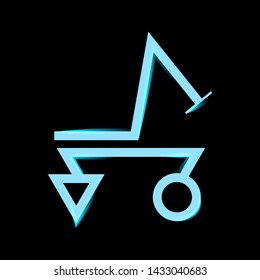 Neon line art sacral geometry curved contour symbol icon in modern style. Can be used for fluent design poster, tattoo concept, electronic music technology cover, flyer, logo, t-shirt print.