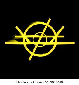 Neon line art sacral geometry curved contour symbol icon in modern style. Can be used for fluent design poster, tattoo concept, electronic music technology cover, flyer, logo, t-shirt print.