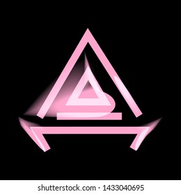 Neon line art sacral geometry curved contour symbol icon in modern style. Can be used for fluent design poster, tattoo concept, electronic music technology cover, flyer, logo, t-shirt print.