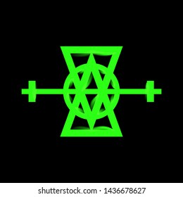 Neon line art sacral geometry curved contour symbol icon in modern style. Can be used for fluent design poster, tattoo concept, electronic music technology cover, flyer, logo, t-shirt print.
