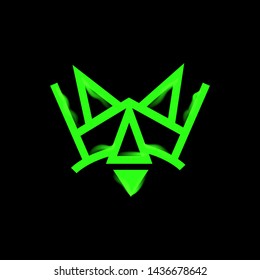 Neon line art sacral geometry curved contour symbol icon in modern style. Can be used for fluent design poster, tattoo concept, electronic music technology cover, flyer, logo, t-shirt print.