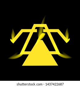 Neon line art sacral geometry curved contour symbol icon in modern style. Can be used for fluent design poster, tattoo concept, electronic music technology cover, flyer, logo, t-shirt print.
