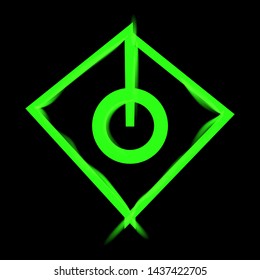 Neon line art sacral geometry curved contour symbol icon in modern style. Can be used for fluent design poster, tattoo concept, electronic music technology cover, flyer, logo, t-shirt print.