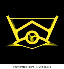 Neon line art sacral geometry curved contour symbol icon in modern style. Can be used for fluent design poster, tattoo concept, electronic music technology cover, flyer, logo, t-shirt print.