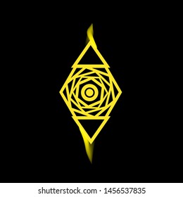 Neon line art sacral geometry curved contour symbol icon in modern style. Can be used for fluent design poster, tattoo concept, electronic music technology cover, flyer, logo, t-shirt print.
