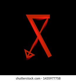 Neon line art sacred geometry curved contour symbol icon in modern style. Can be used for design poster, tattoo concept, electronic music technology cover, flyer, logo, t-shirt print.