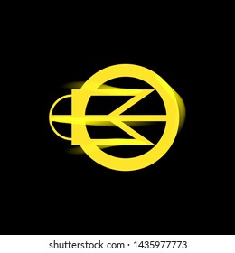 Neon line art sacred geometry curved contour symbol icon in modern style. Can be used for design poster, tattoo concept, electronic music technology cover, flyer, logo, t-shirt print.
