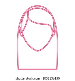 neon line avatar head woman with hairstyle and faceless