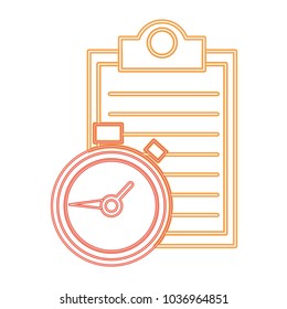 neon line check list document with chronometer time