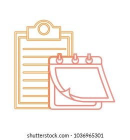 neon line check list document with calendar time