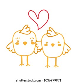 neon line chicks couple together and love heart