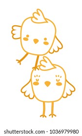neon line chicks farm birds animal playing