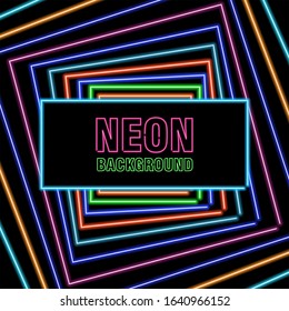Neon line, circle and star background. Glowing line vector background