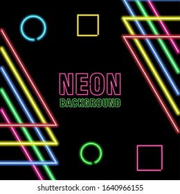 Neon line, circle and star background. Glowing line vector background