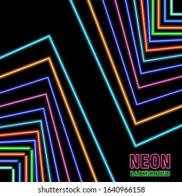 Neon line, circle and star background. Glowing line vector background