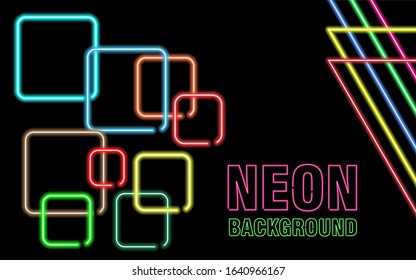 Neon line, circle and star background. Glowing line vector background