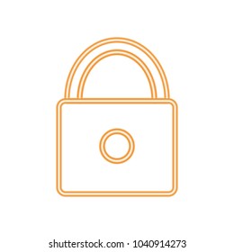 neon line close padlock to protection and security symbol