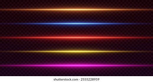 Neon line effects. Energy of light and glare. Vector EPS10