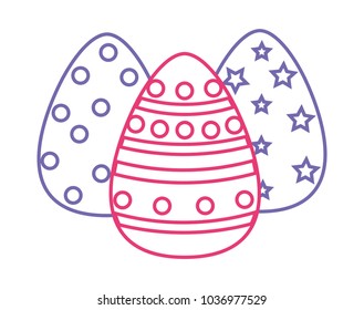 neon line eggs easter with figures points to holiday celebration