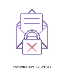 neon line e-mail letter message with padlock bad security