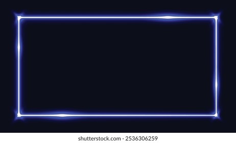 Marco de línea de neón. Arte de línea. aislado sobre fondo negro. Luz de neón brillante. Cuadrado, cuadrado vacío, Cubo. Copiar espacio. Marco vacío. Superposición de burbuja de discurso de neón. Elemento de diseño de cuadro de texto. Rectángulo. 
