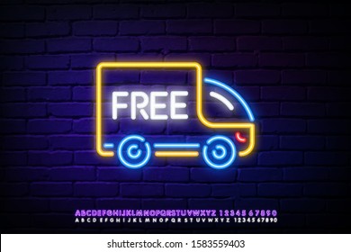 neon line Free delivery service icon. free car neon icon. Elements of cyber monday set. Simple icon for websites, web design, mobile app, info graphics