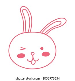 neon line funny rabbit head animal cartoon