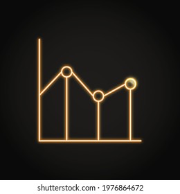 Neon Line Graph Icon In Linear Style. Statistics Chart Symbol. Vector Illustration.