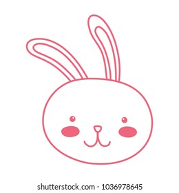 neon line happy rabbit head animal character