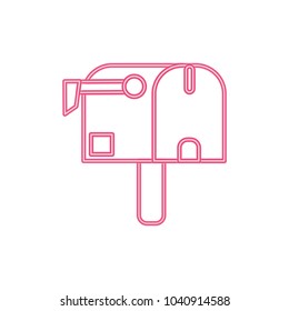 neon line mailbox message delivery to correspondence postage
