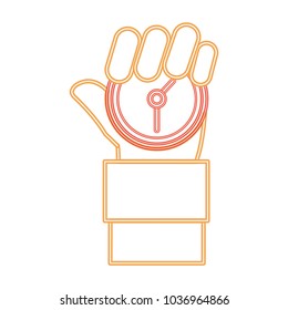 neon line man hand with chronometer time object