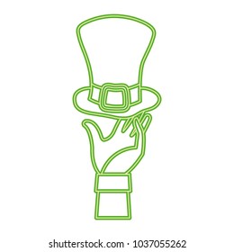 neon line man hand with hat to celebrate day